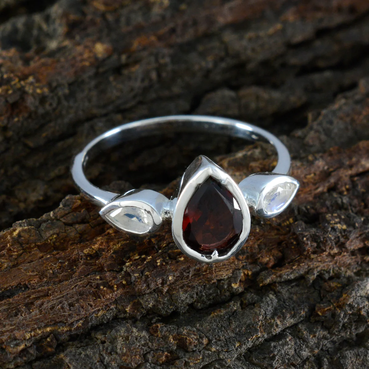 Multi Stone Trilogy Korean 92.5 Silver multicolor Gemstones Dainty Romantic Ring Jewelry - Image 3