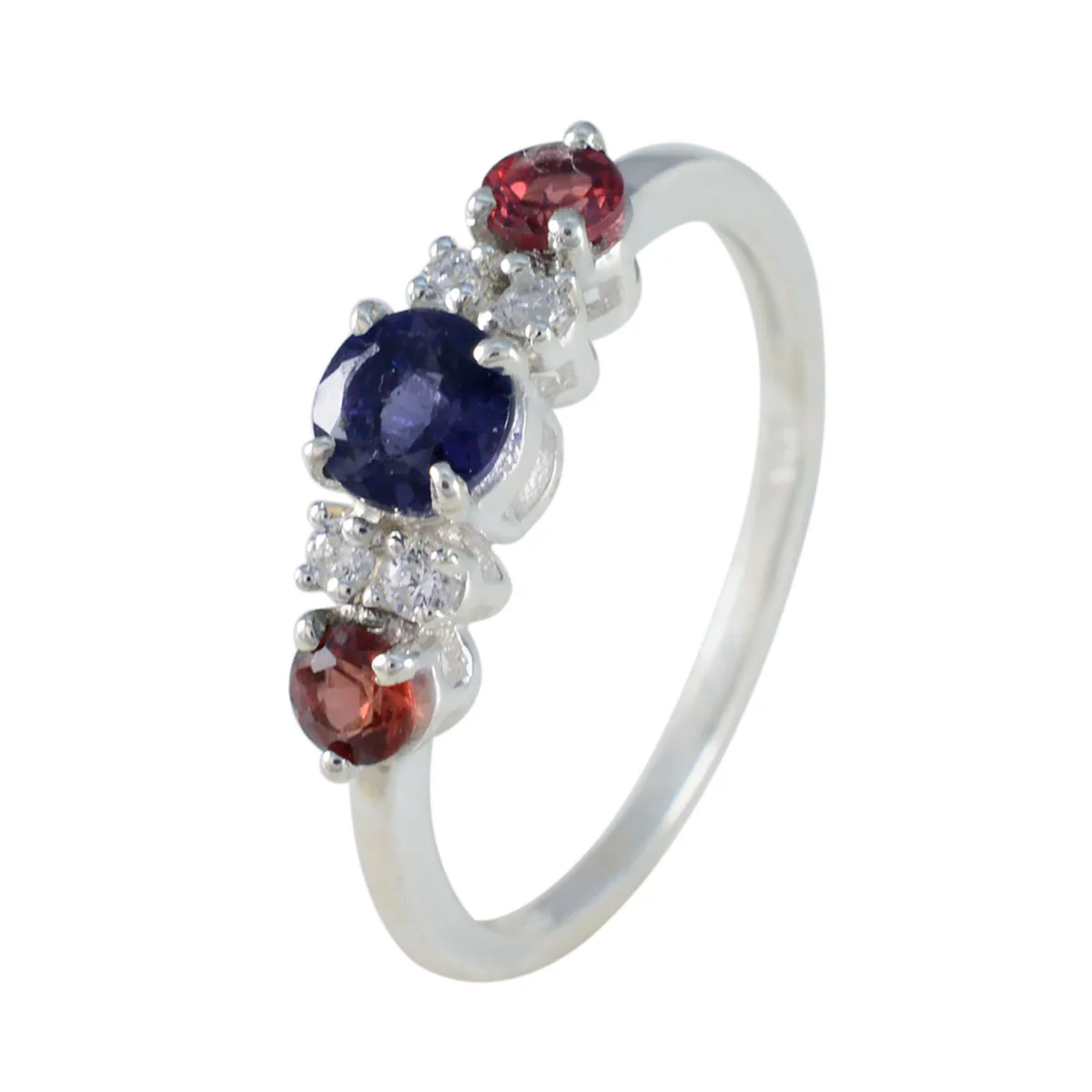 Multi Stone Trilogy Turkish 925 Sterling Silver multicolor Gemstone Delicate Contemporary Ring Jewellery - Image 2
