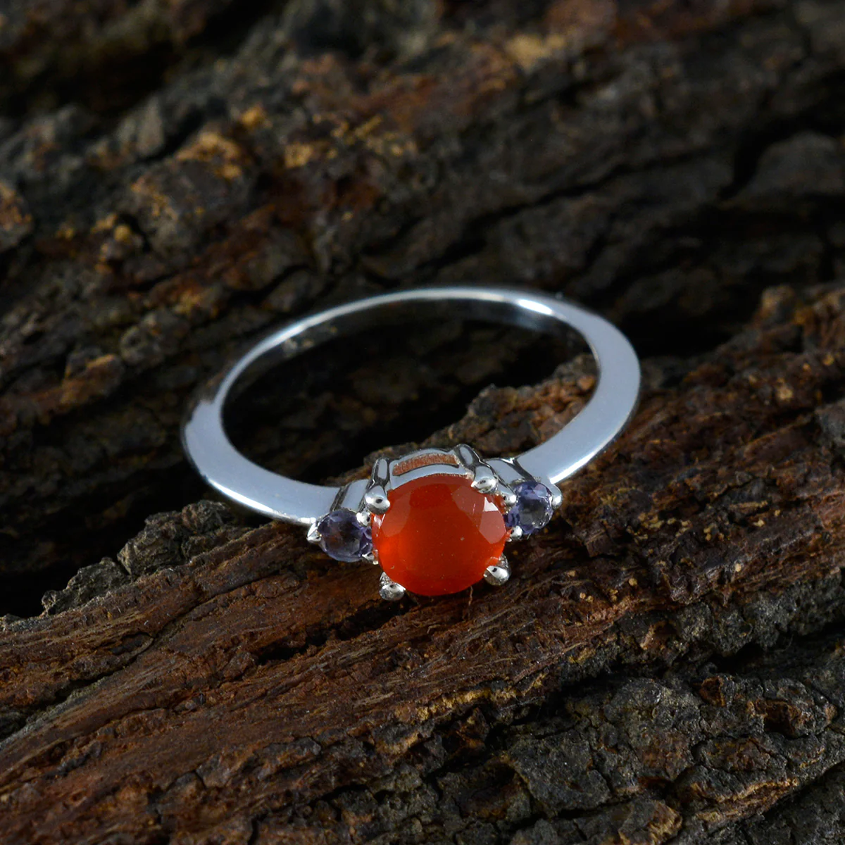 Multi Stone Trilogy Turkish Silver multicolor Gemstone Elegant Fairytale Ring Jewelry - Image 3