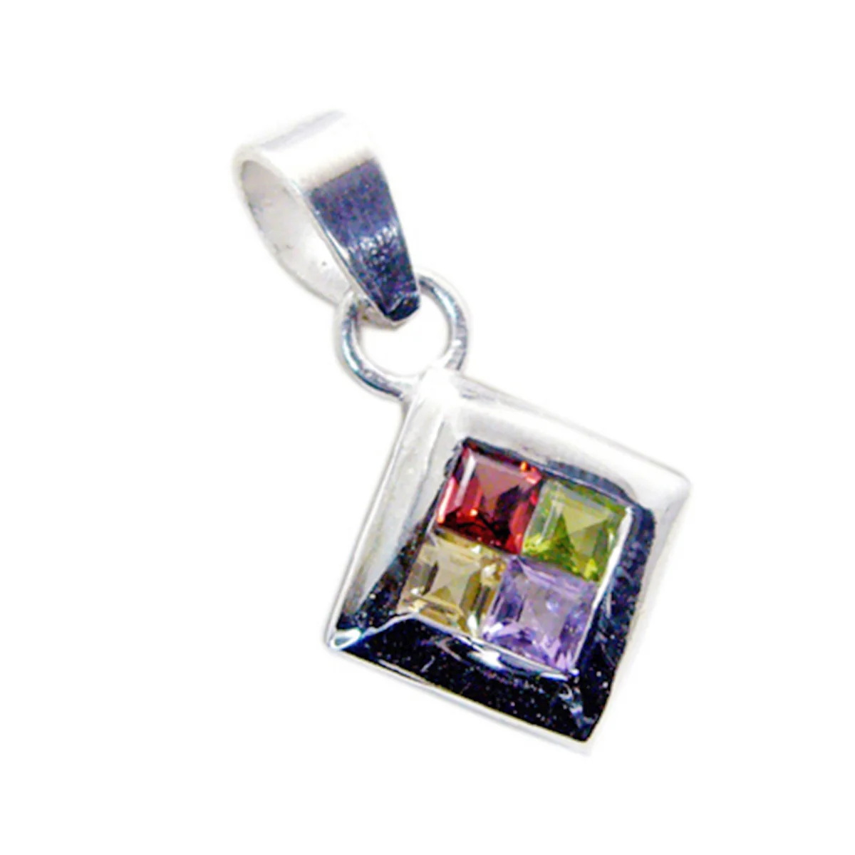 Multi Stone Whisper-thin Turkish Silver quarter Maya Love multicolor Pendant Jewelry - Image 2
