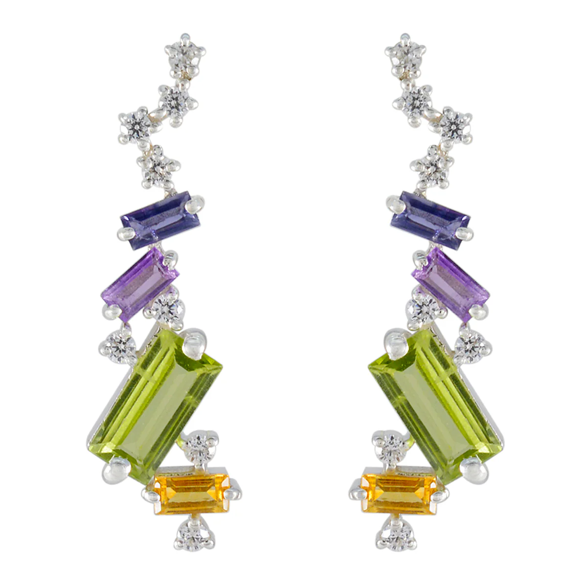 Multi Turkish Ángeles multiple Stud multicolor Silver Earring