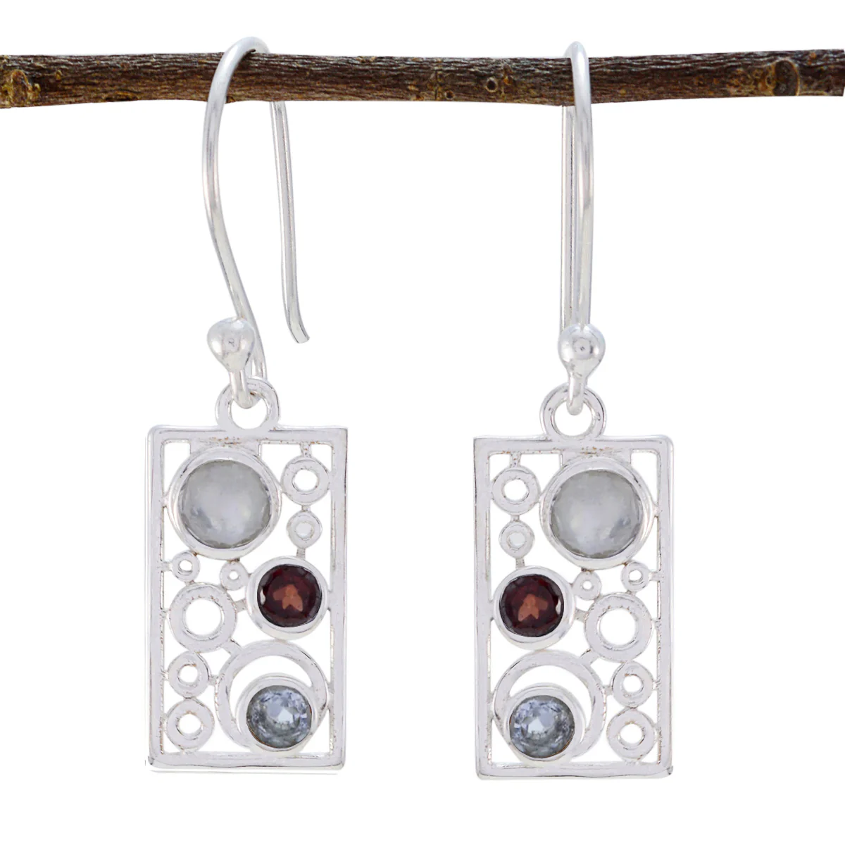 Multi Turkish Anna multiple Dangle multicolor 92.5 Silver Earring
