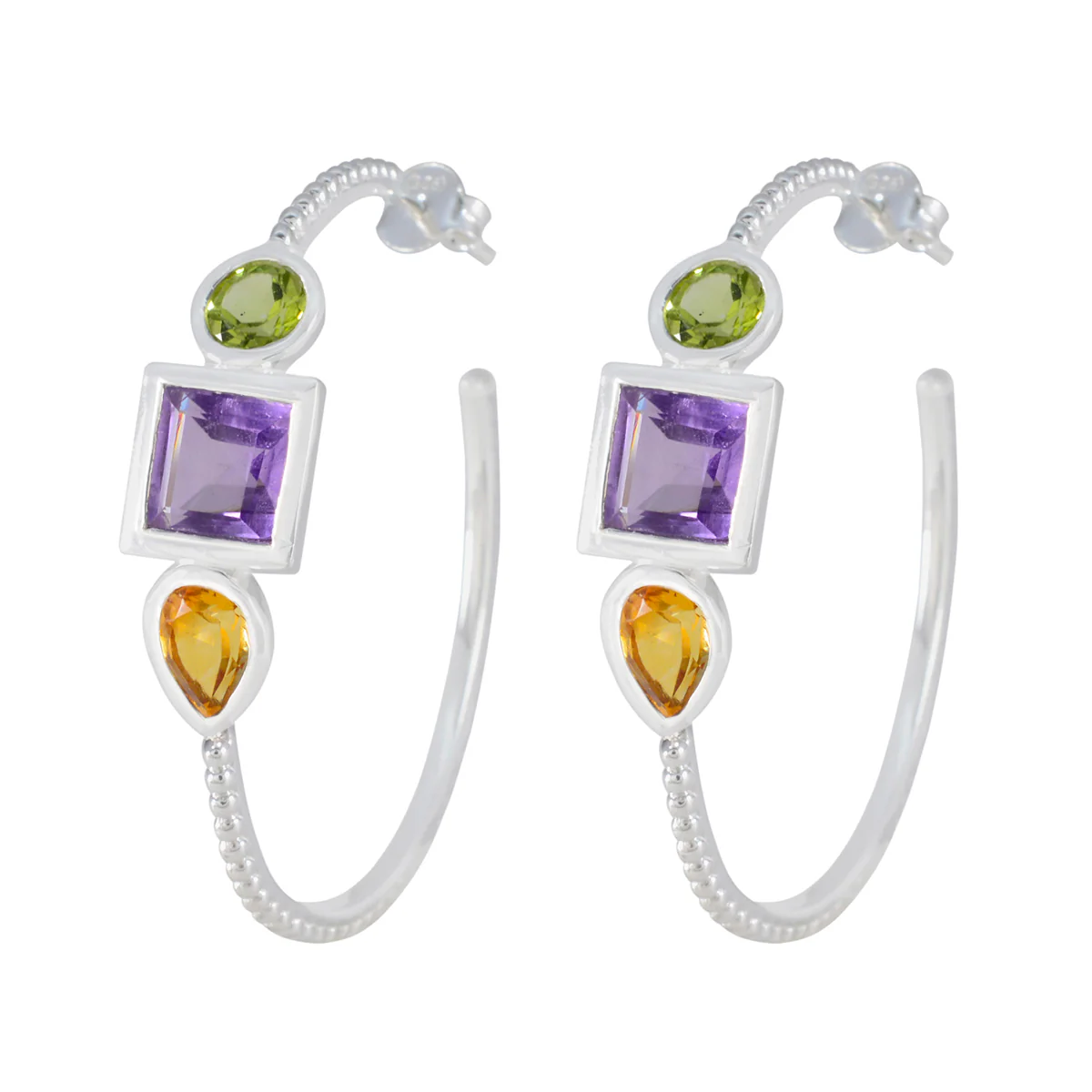 Multi Turkish Emi Trilogy Stud multicolor 92.5 Silver Earring