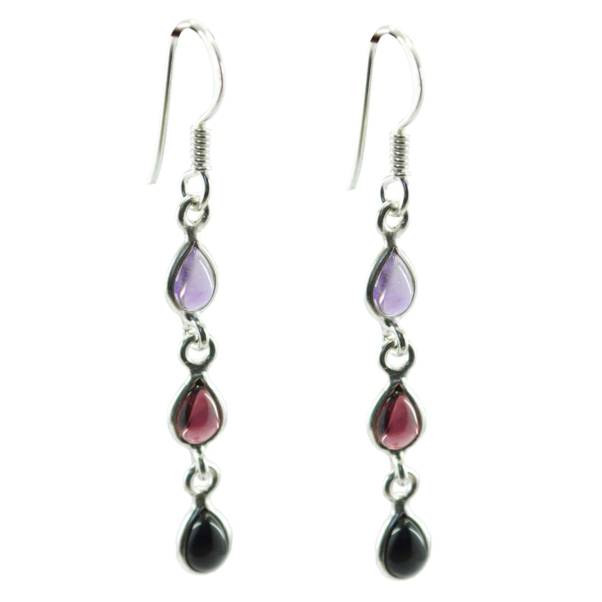 Multi Turkish Pilar multiple Dangle multicolor Silver Earring