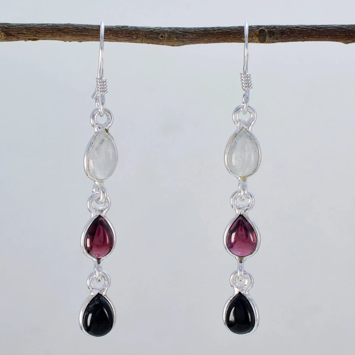 Multi Turkish Pilar multiple Dangle multicolor Silver Earring - Image 2