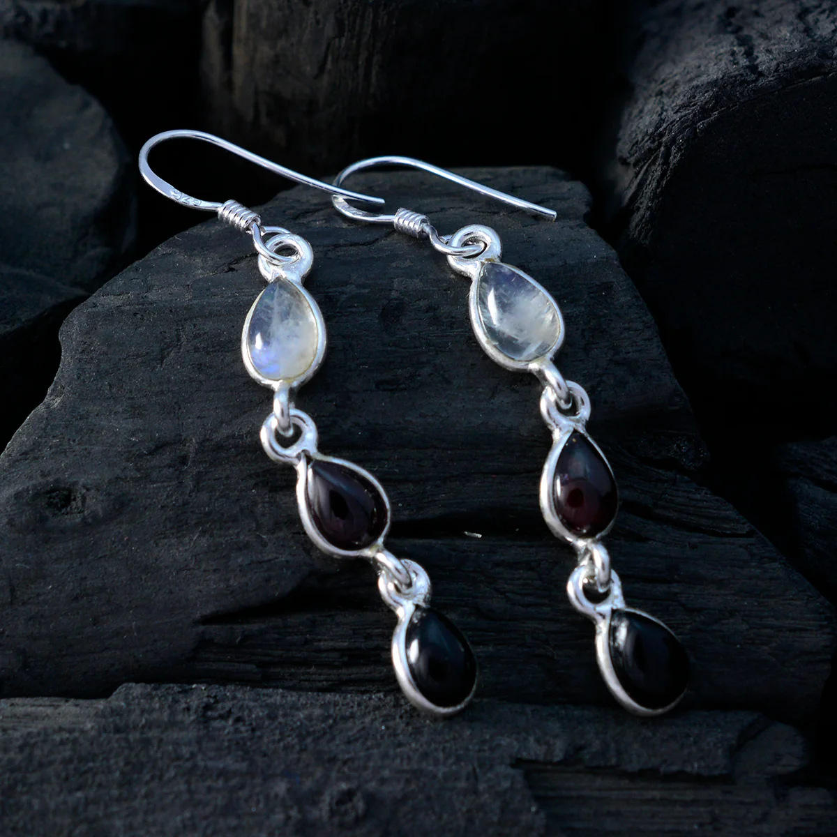 Multi Turkish Pilar multiple Dangle multicolor Silver Earring - Image 4