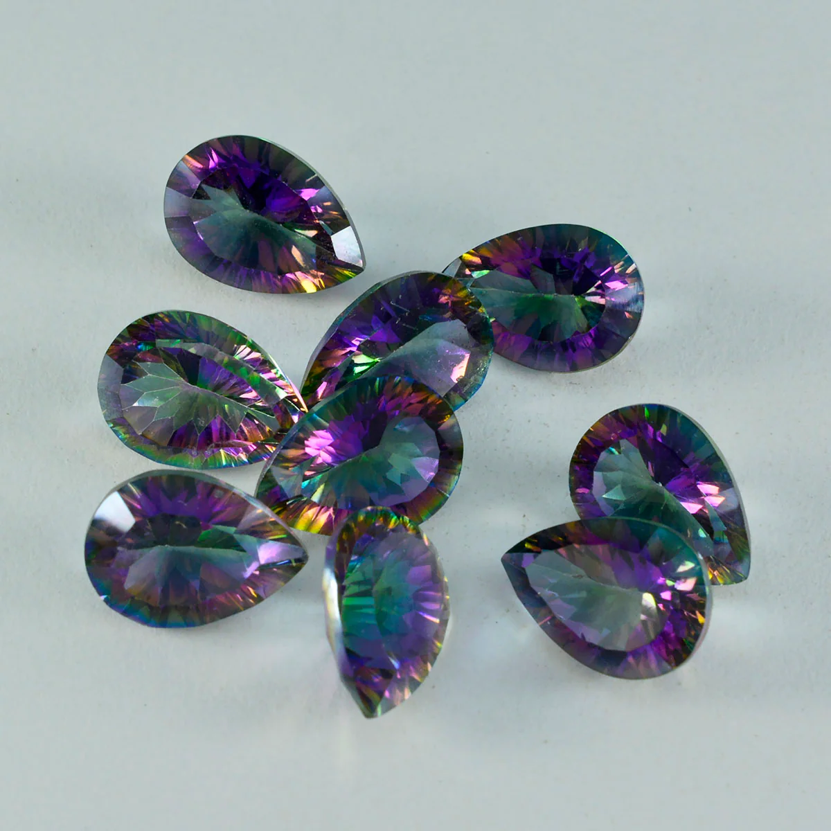 Mystic Quartz 1PC Chunky 13x18 MM Pear Faceted Multicolor Luster Semi Precious Loose Gemstones - Image 2