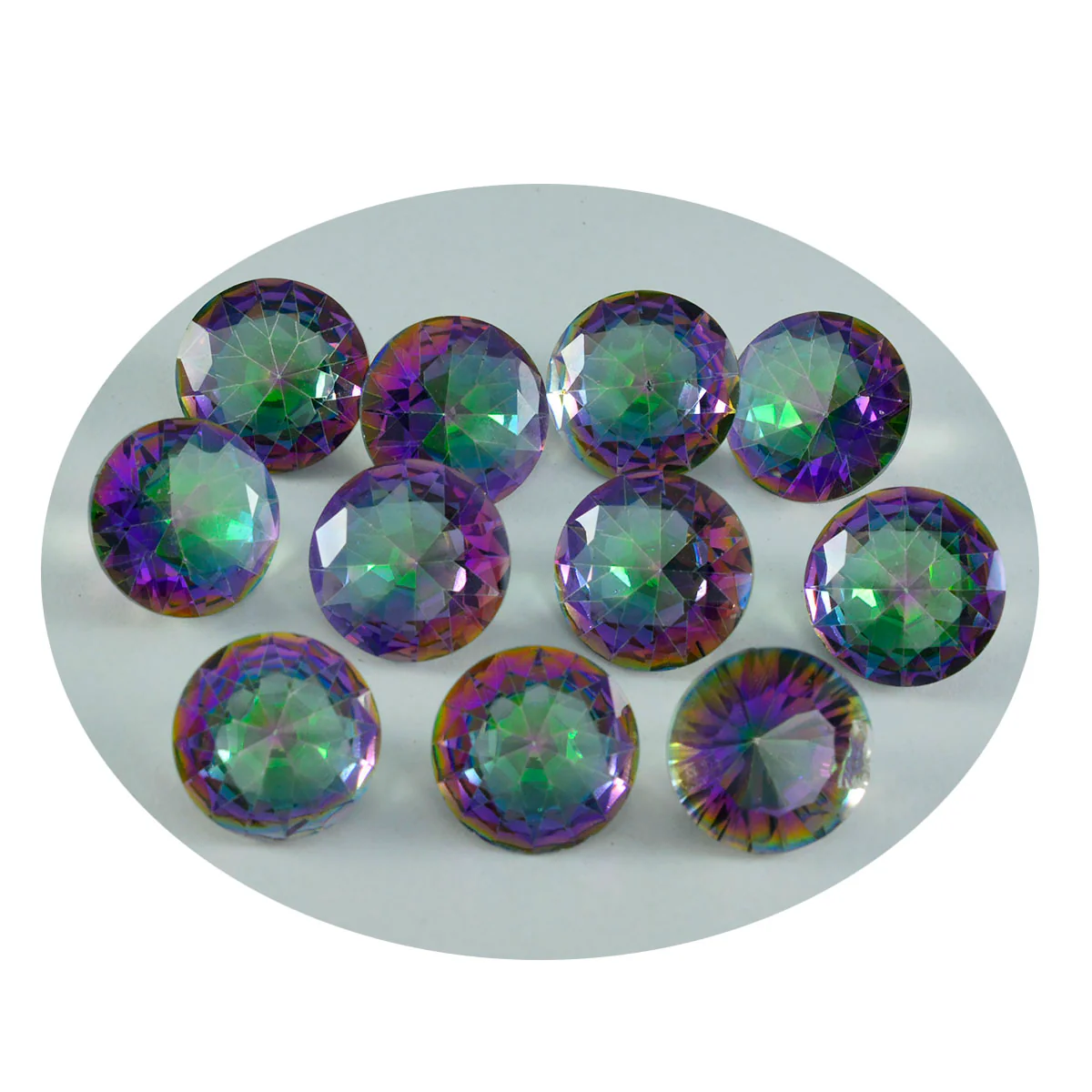 Mystic Quartz 1PC Large 11x11 MM Round Faceted Multicolor Fine Semi Precious Gems
