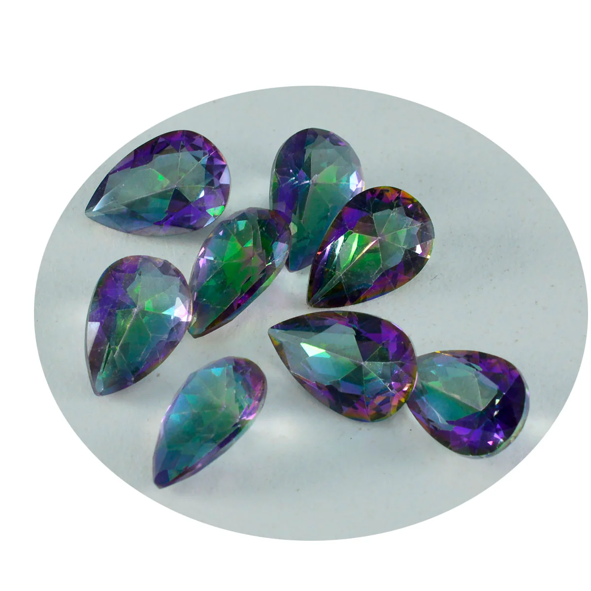 Mystic Quartz 1PC Large 9x11 MM Pear Faceted Multicolor Fiery Semi Precious Loose Gemstone