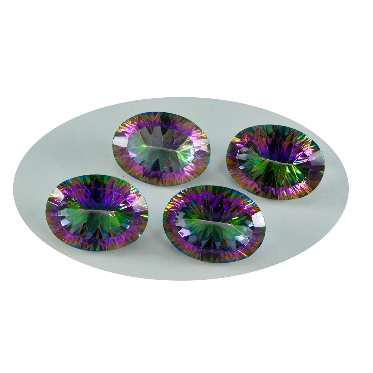 Mystic Quartz 1PC Small 6x8 MM Oval Faceted Multicolor Pure Semi Precious Loose Gemstones - Image 2
