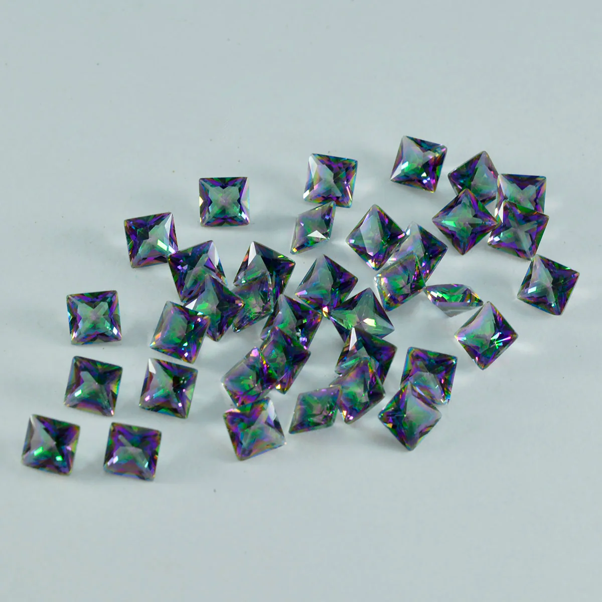 Mystic Quartz 1PC Small 7x7 MM Square Faceted Multicolor Splendid Semi Precious Gems - Image 3