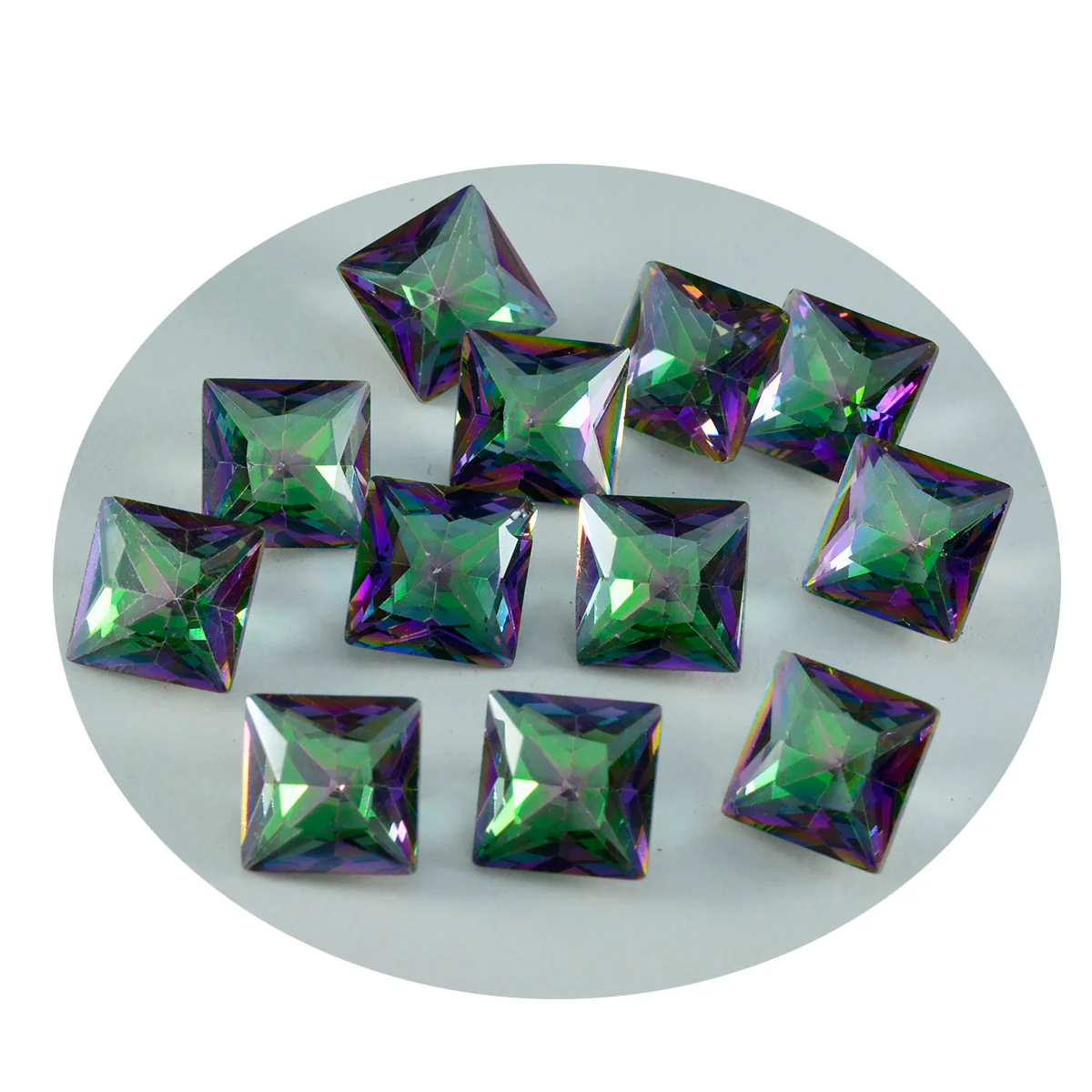 Mystic Quartz 1PC Small 8x8 MM Square Faceted Multicolor Luster Semi Precious Loose Gems - Image 2