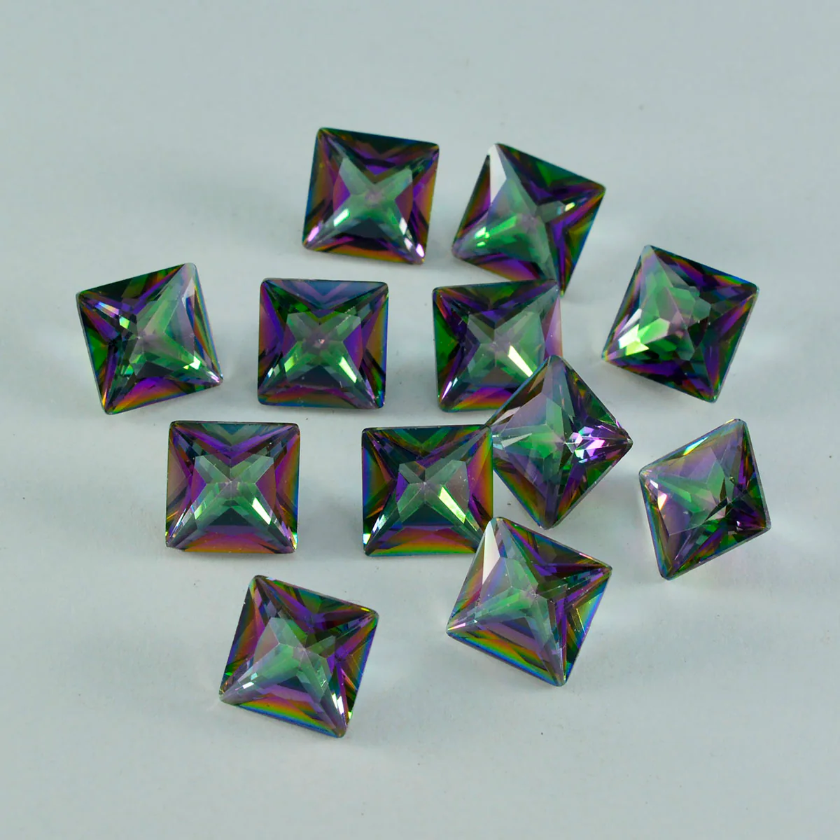 Mystic Quartz 1PC Small 8x8 MM Square Faceted Multicolor Luster Semi Precious Loose Gems - Image 3