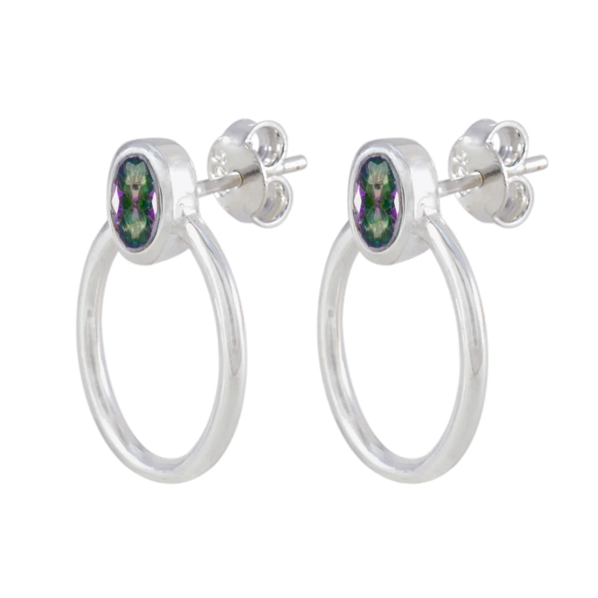 Mystic Quartz African Savannah Solitaire Stud multicolor 925 Silver Earring - Image 2