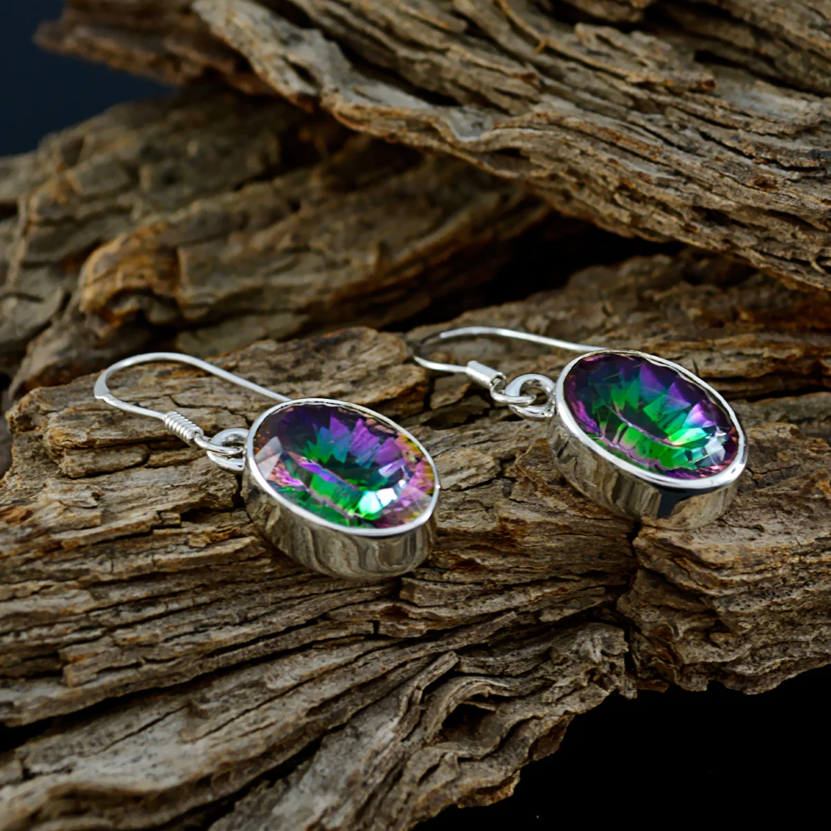 Mystic Quartz Australian Lily multiple Dangle multicolor Silver Earring - Image 4