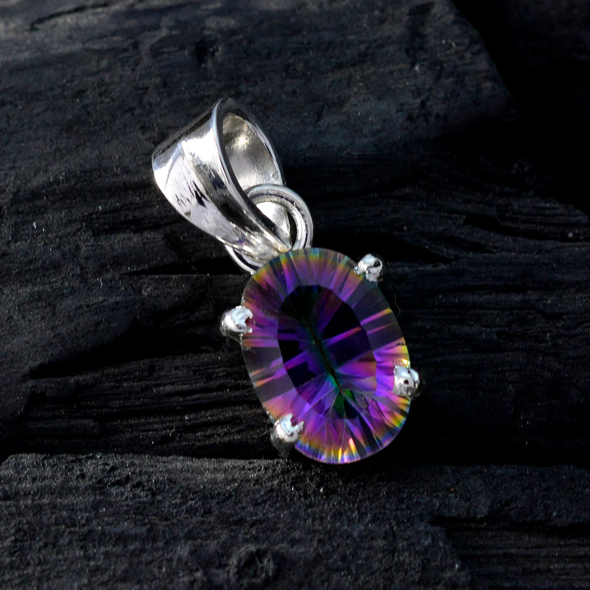 Mystic Quartz Dainty Spanish 92.5 Silver Solitaire Natalia Graceful multicolor Pendant Jewellery - Image 3