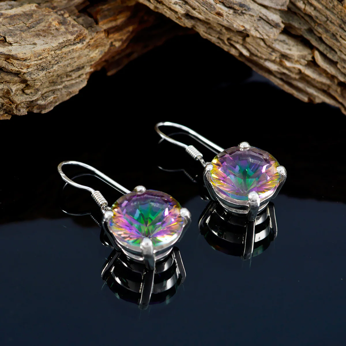 Mystic Quartz Egyptian Sophia multiple Dangle multicolor 925 Sterling Silver Earring - Image 3