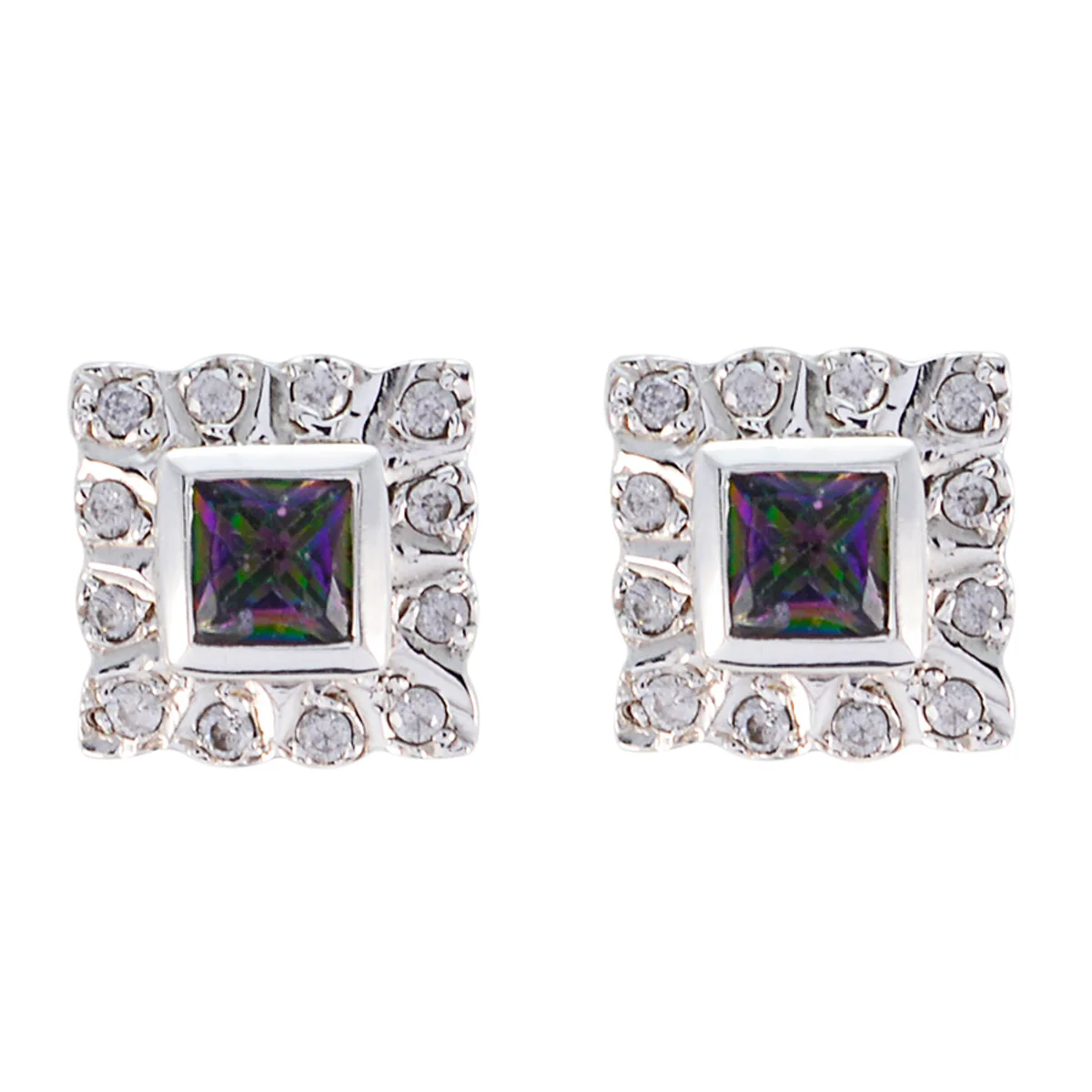 Mystic Quartz French Sarah multiple Stud multicolor 925 Sterling Silver Earring
