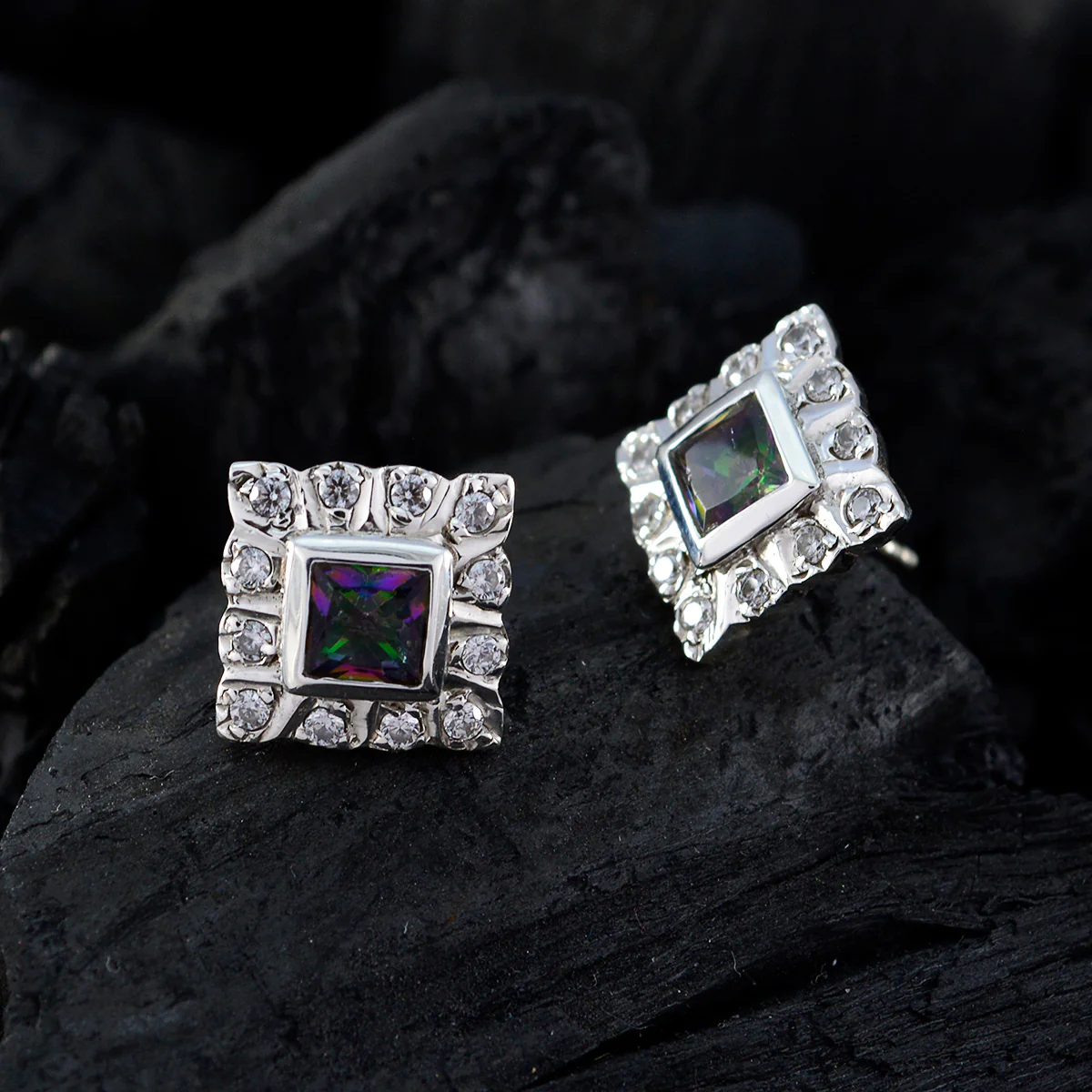 Mystic Quartz French Sarah multiple Stud multicolor 925 Sterling Silver Earring - Image 4