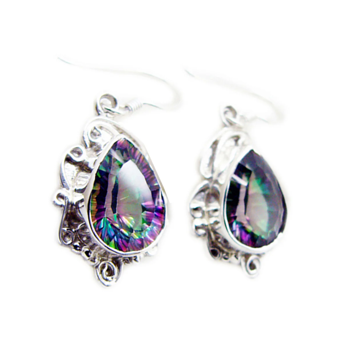 Mystic Quartz German Chen multiple Dangle multicolor Silver Earring