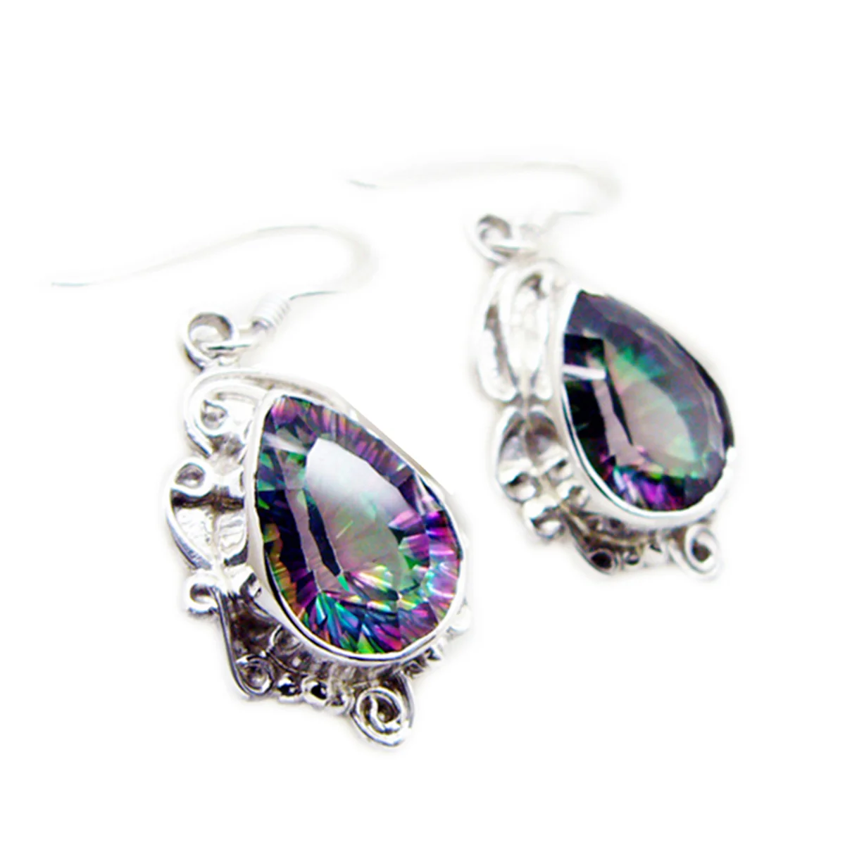 Mystic Quartz German Chen multiple Dangle multicolor Silver Earring - Image 2