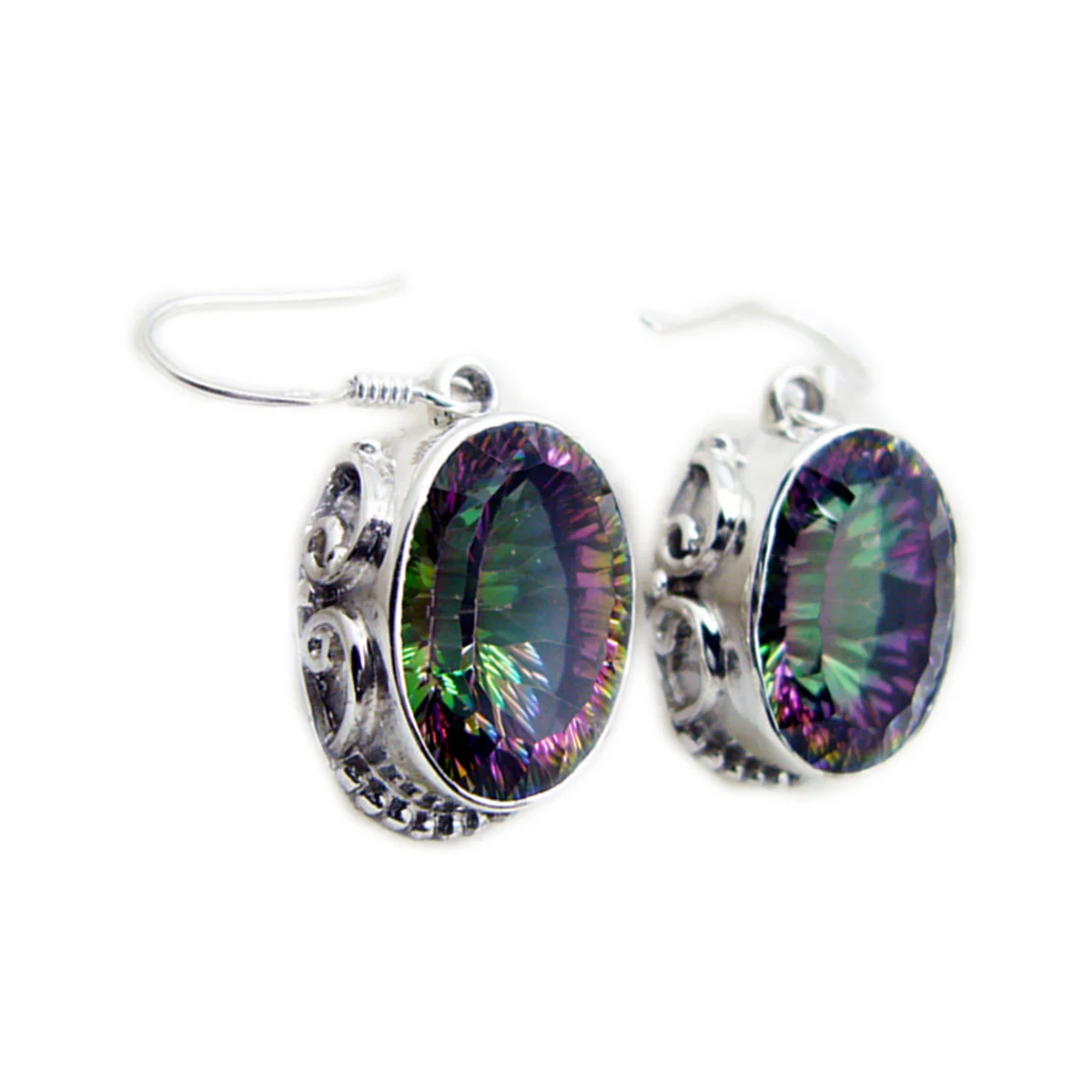Mystic Quartz Italian Jia multiple Dangle multicolor Silver Earring