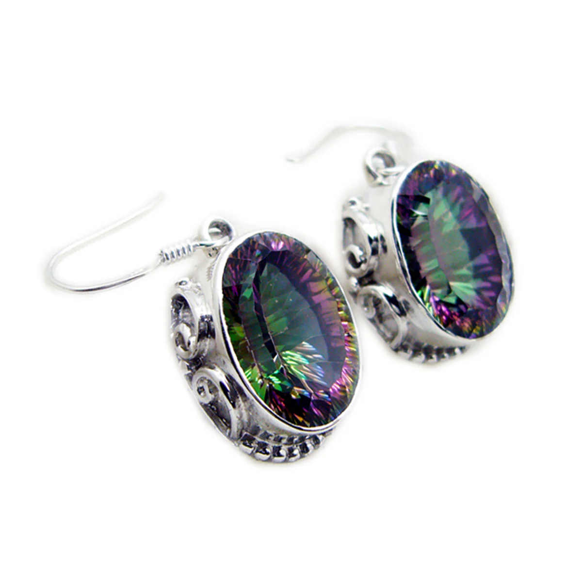 Mystic Quartz Italian Jia multiple Dangle multicolor Silver Earring - Image 2