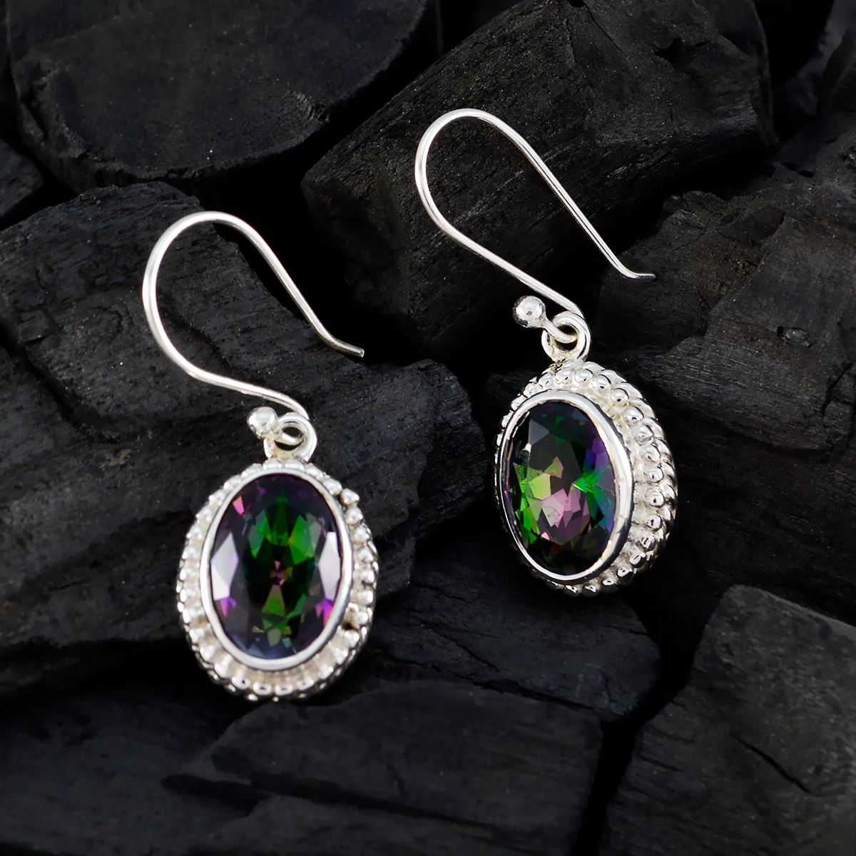 Mystic Quartz Italian Lea multiple Dangle multicolor 925 Sterling Silver Earring - Image 2