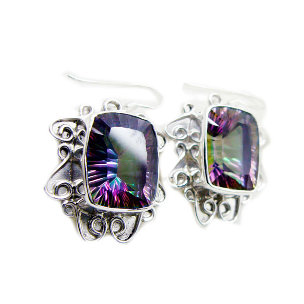 Mystic Quartz Italian Violet multiple Dangle multicolor 925 Silver Earring