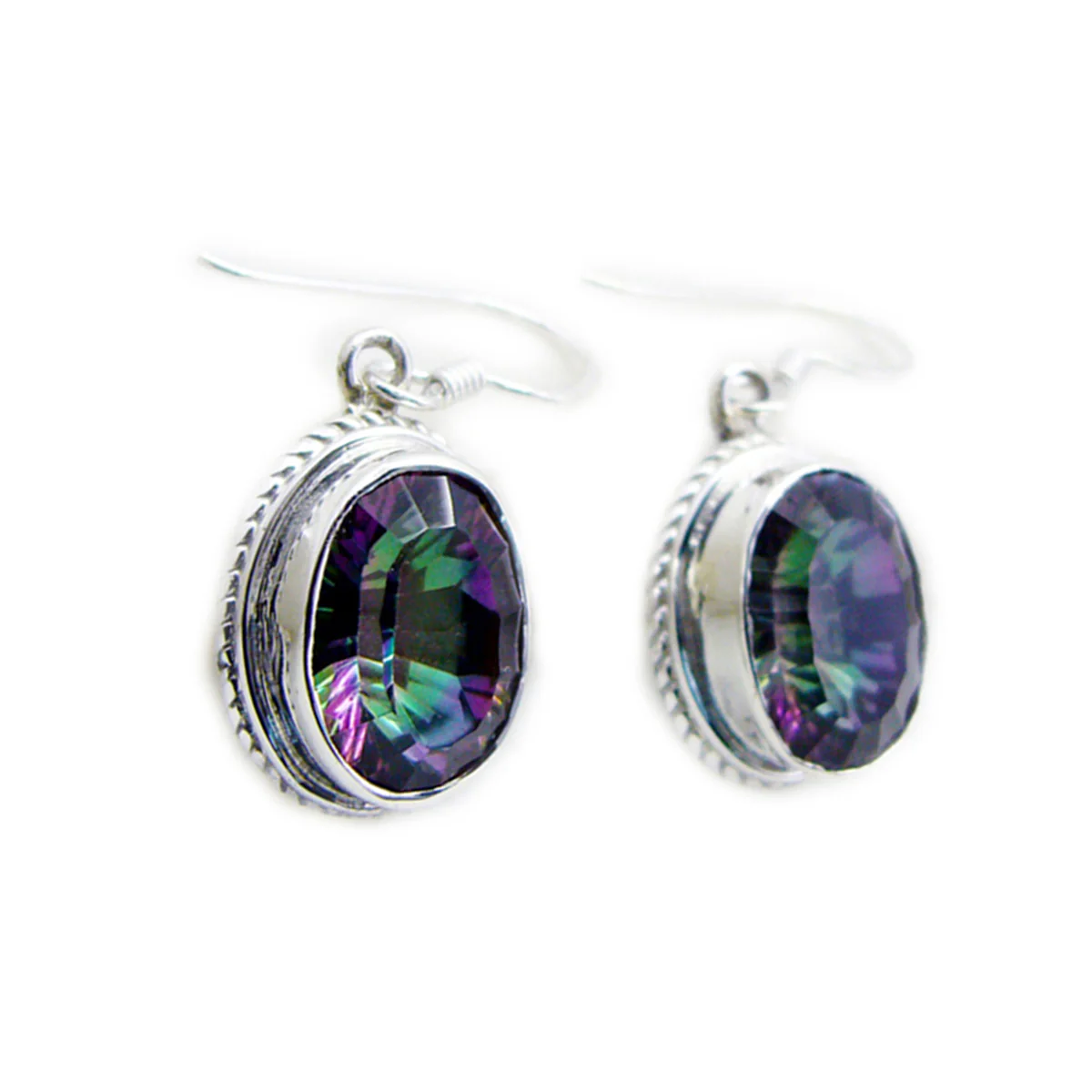 Mystic Quartz Japanese Xiu multiple Dangle multicolor 925 Sterling Silver Earring