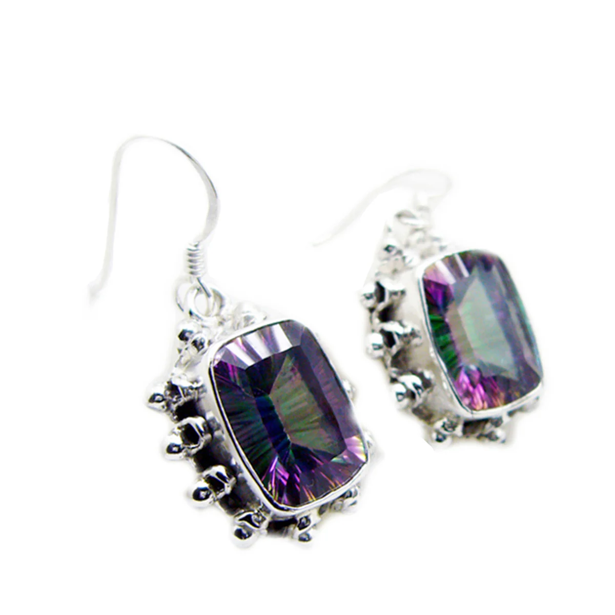 Mystic Quartz Latin American Aiko multiple Dangle multicolor 925 Silver Earring - Image 2