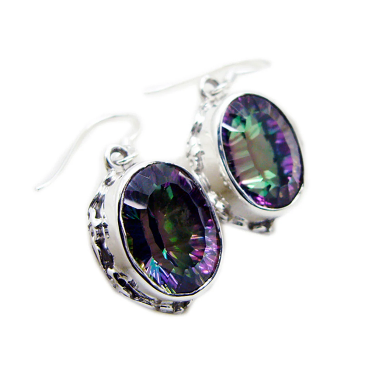 Mystic Quartz Latin American Mei multiple Dangle multicolor Silver Earring - Image 2