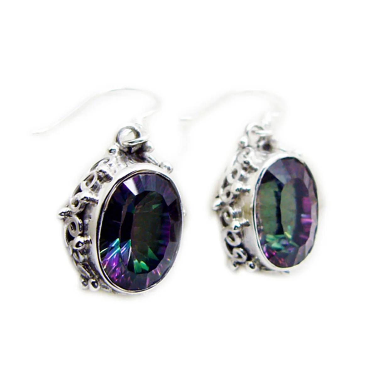 Mystic Quartz Mexican Yuna multiple Dangle multicolor 92.5 Silver Earring