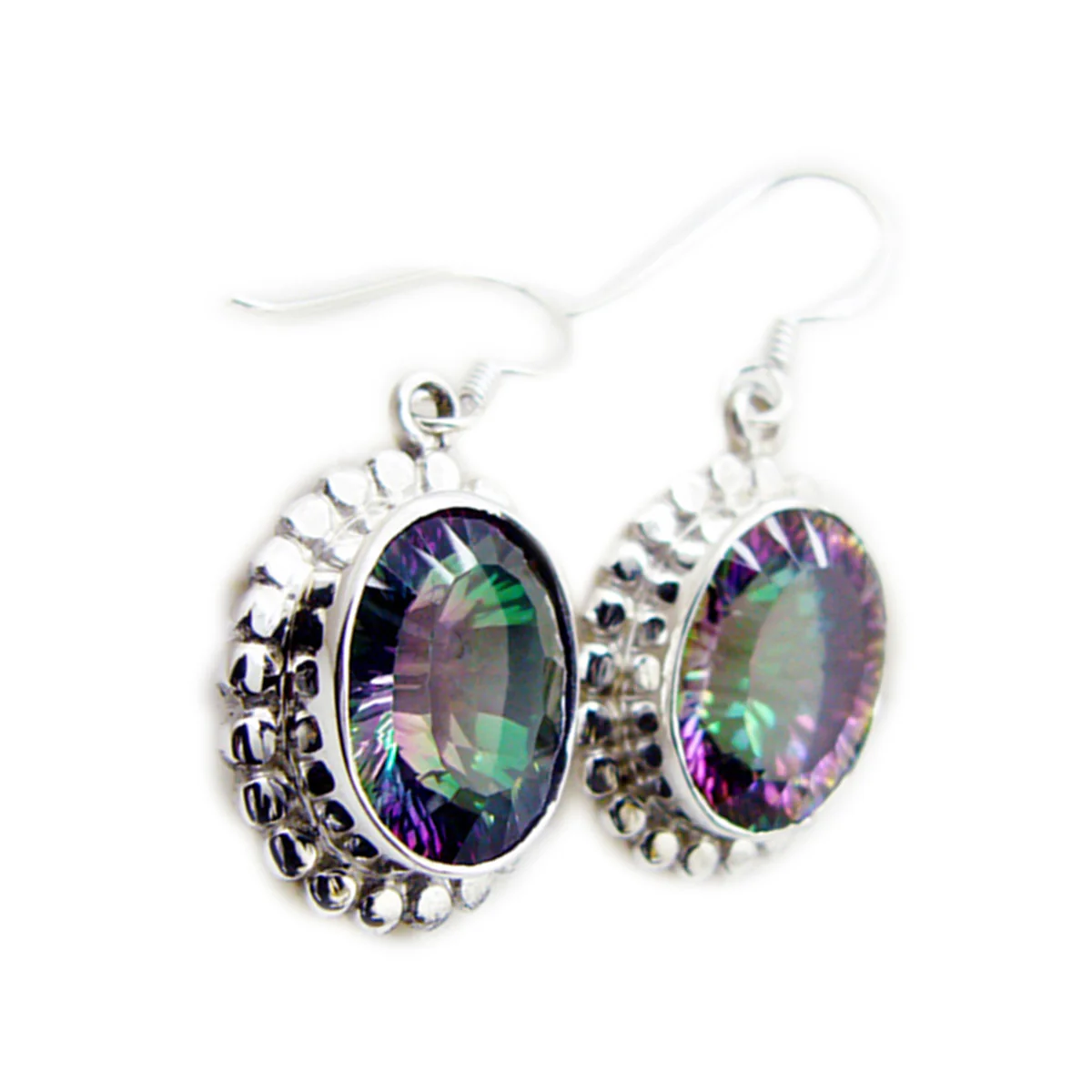 Mystic Quartz Moroccan Sakura multiple Dangle multicolor Silver Earring