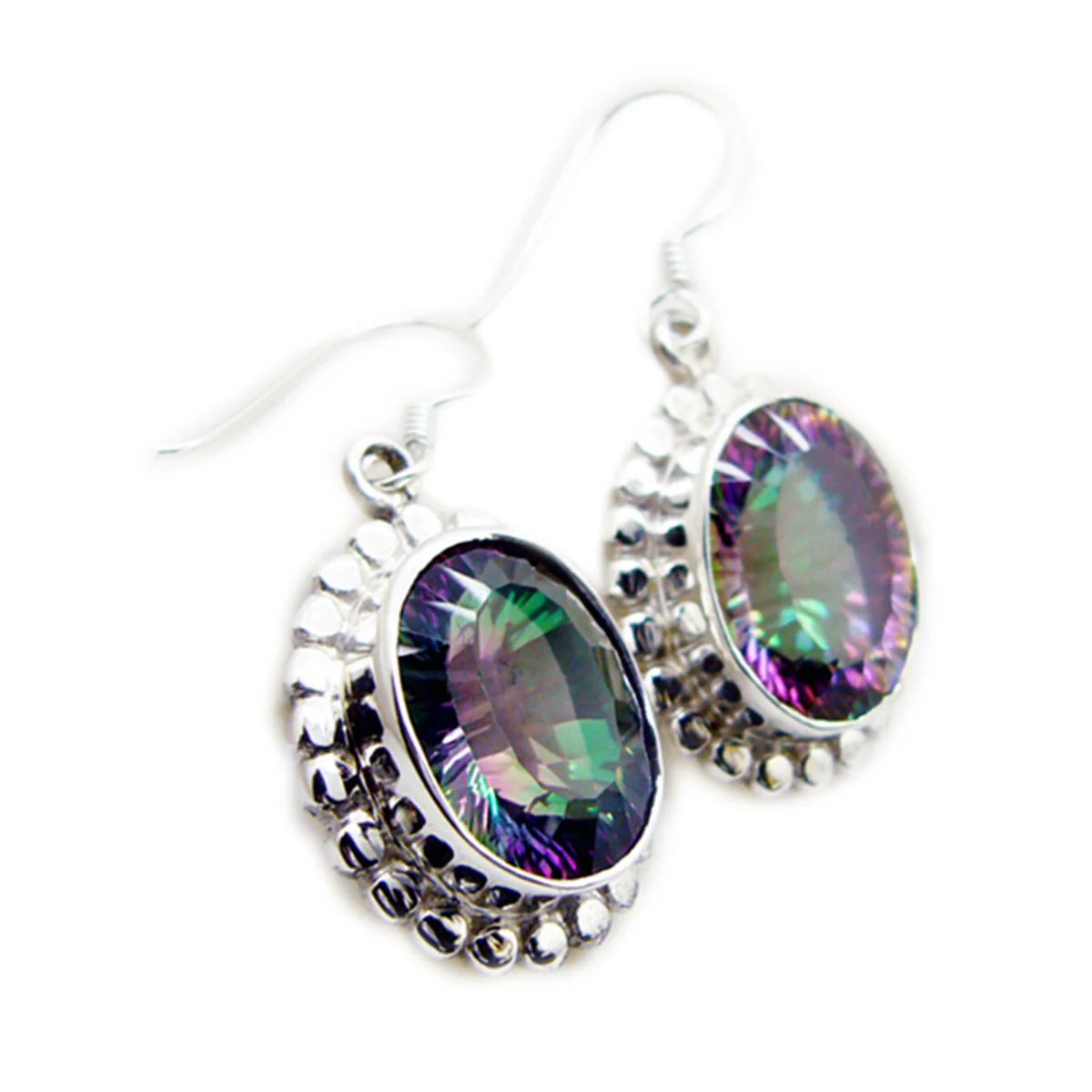 Mystic Quartz Moroccan Sakura multiple Dangle multicolor Silver Earring - Image 2
