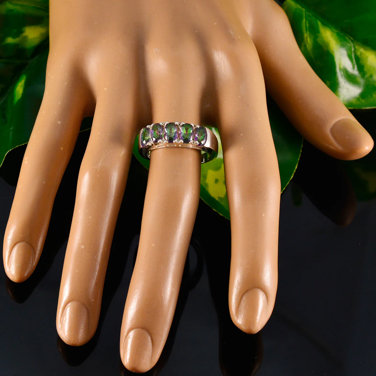 Mystic Quartz Penta Egyptian Sterling Silver multicolor Gemstone Classic Fairytale Band Jewellery - Image 5