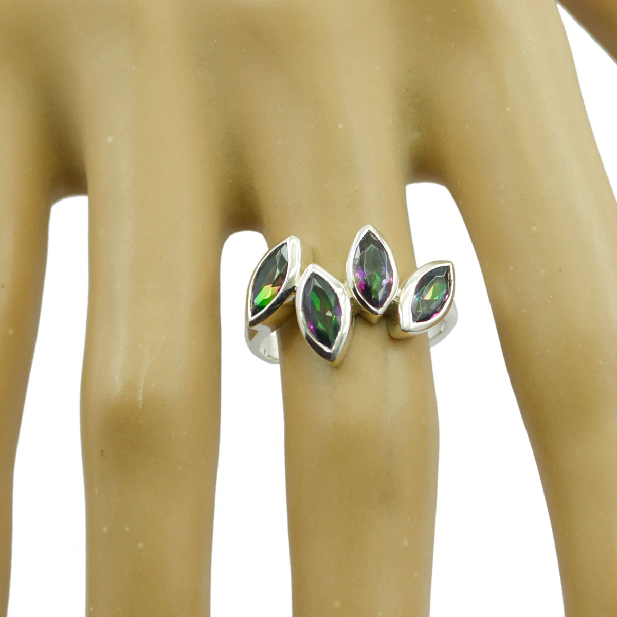 Mystic Quartz quarter African 925 Sterling Silver multicolor Gemstone Featherlight Glamorous Ring Jewellery - Image 3