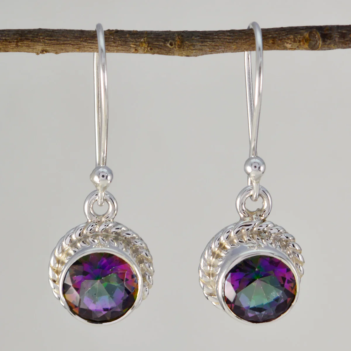 Mystic Quartz Russian Maya multiple Dangle multicolor 925 Silver Earring - Image 2