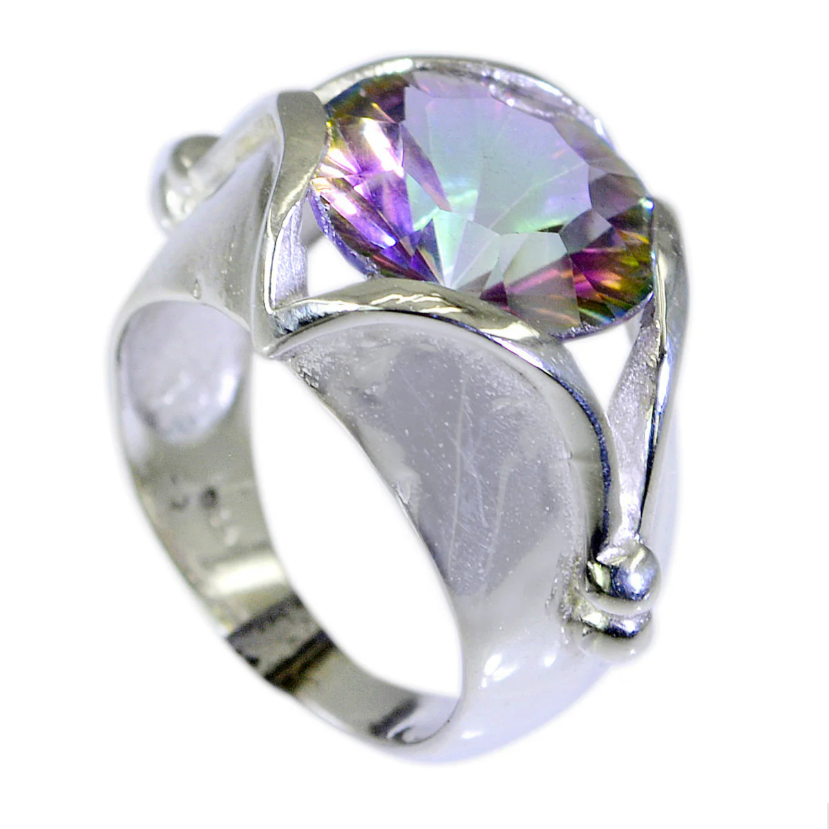 Mystic Quartz Solitaire German 925 Silver multicolor Gemstones Eye-catching Luxurious Ring Jewellery