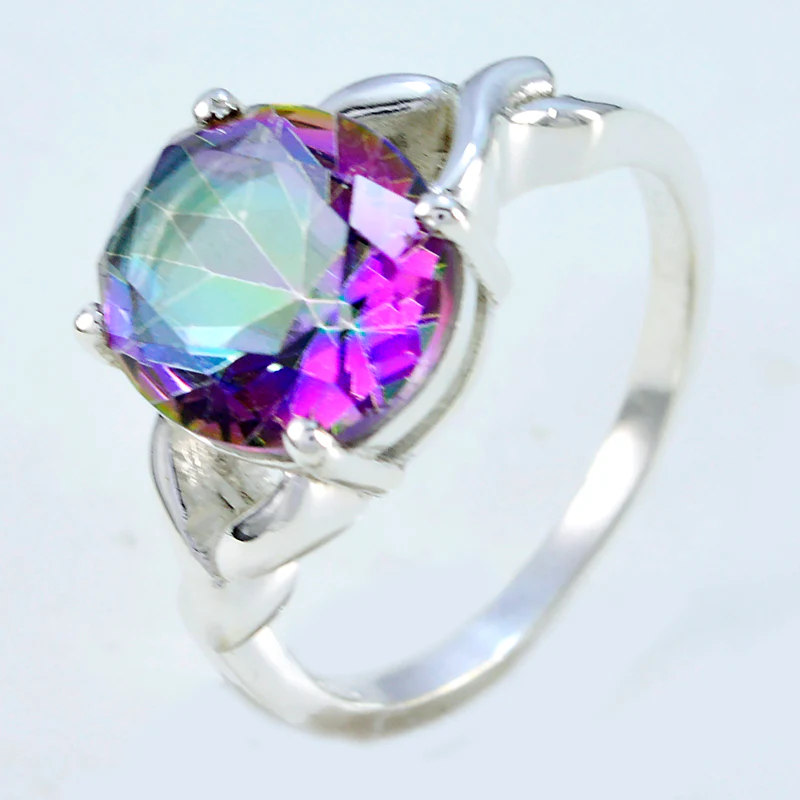 Mystic Quartz Solitaire German 925 Sterling Silver multicolor Gems Featherlight Artisan Ring Jewellery - Image 2
