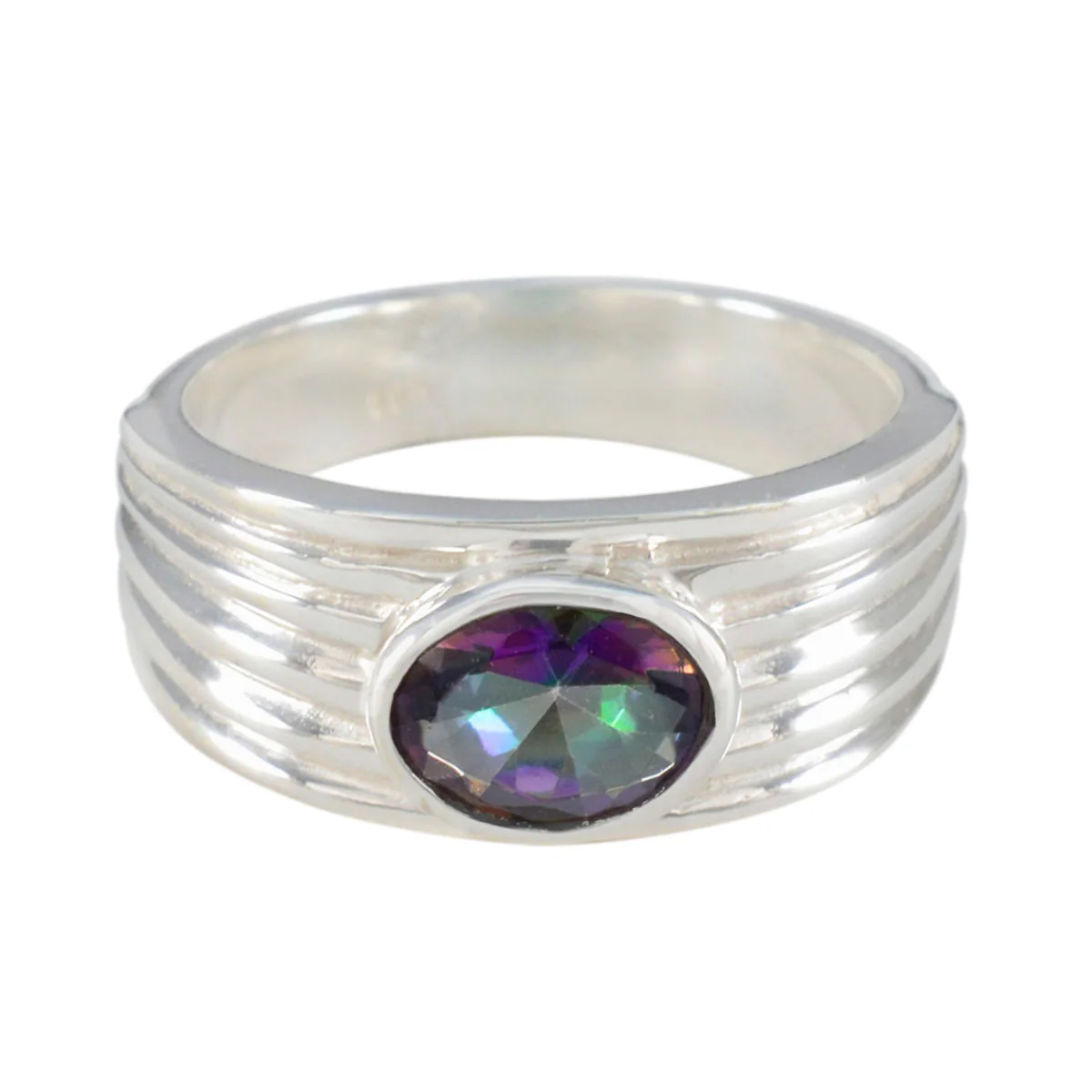 Mystic Quartz Solitaire Indian 92.5 Silver multicolor Gems Eye-catching Love Ring Jewellery