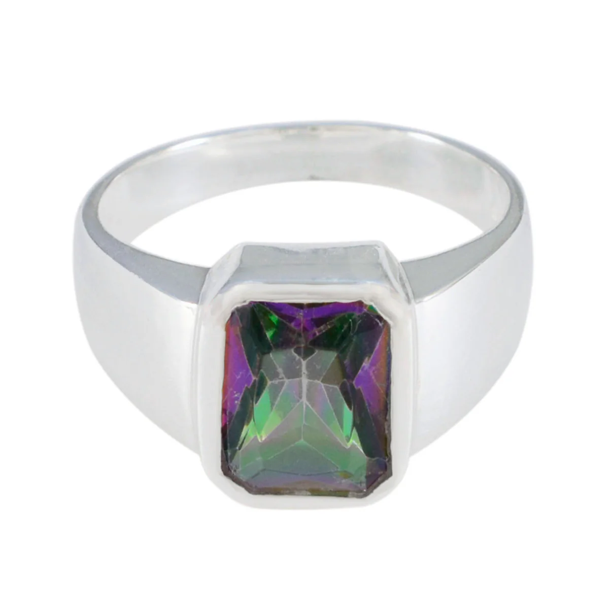 Mystic Quartz Solitaire Moroccan 925 Silver multicolor Gemstones Eye-catching Abstract Ring Jewelry