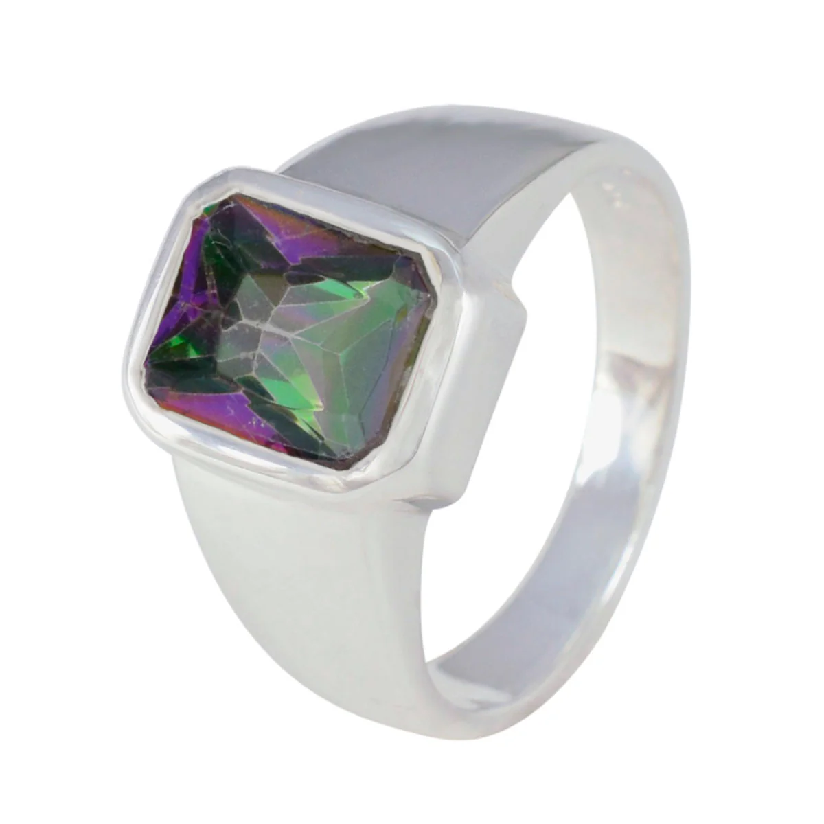 Mystic Quartz Solitaire Moroccan 925 Silver multicolor Gemstones Eye-catching Abstract Ring Jewelry - Image 2