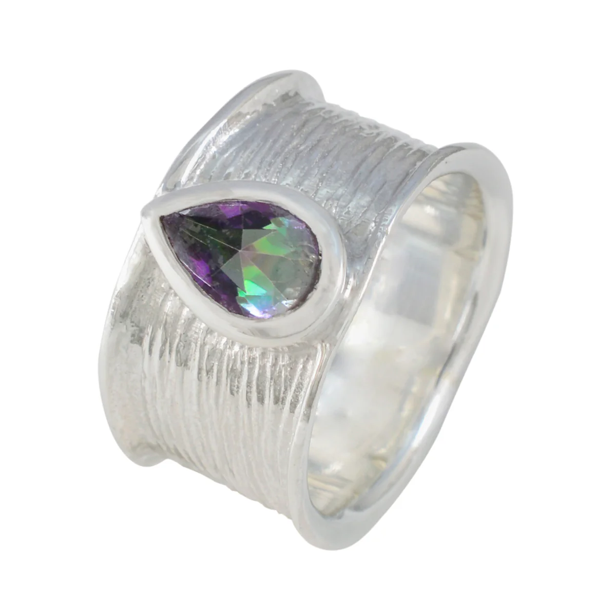 Mystic Quartz Solitaire Russian Silver multicolor Gemstones Versatile Victorian Band Jewellery - Image 2