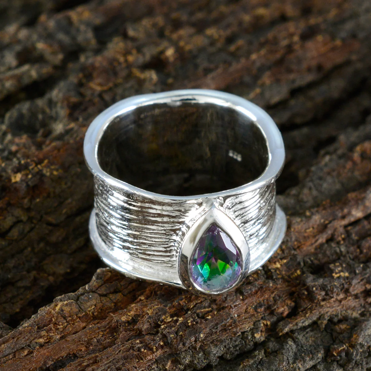 Mystic Quartz Solitaire Russian Silver multicolor Gemstones Versatile Victorian Band Jewellery - Image 3