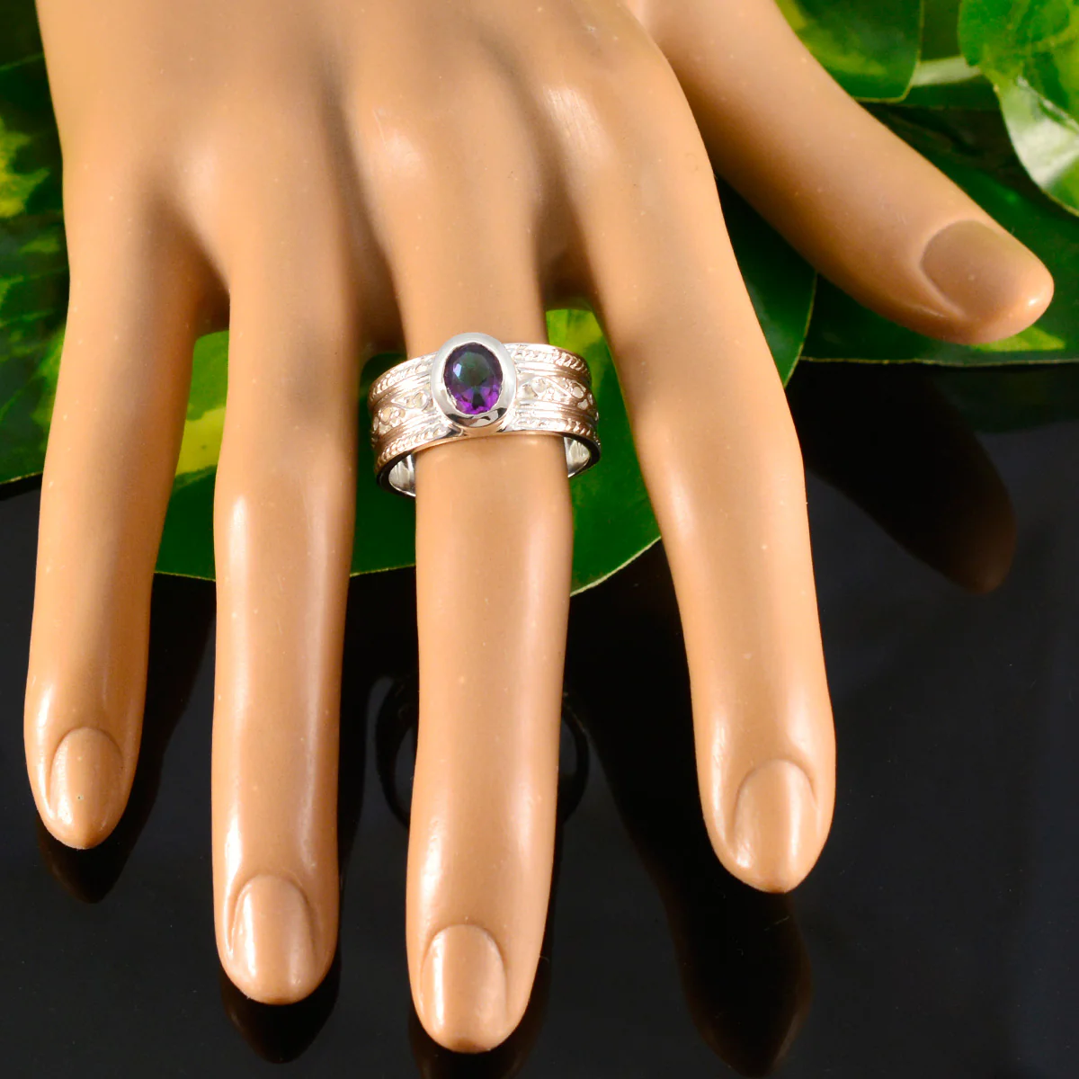 Mystic Quartz Solitaire Russian Sterling Silver multicolor Gemstone Eye-catching Twist Band Jewellery - Image 5