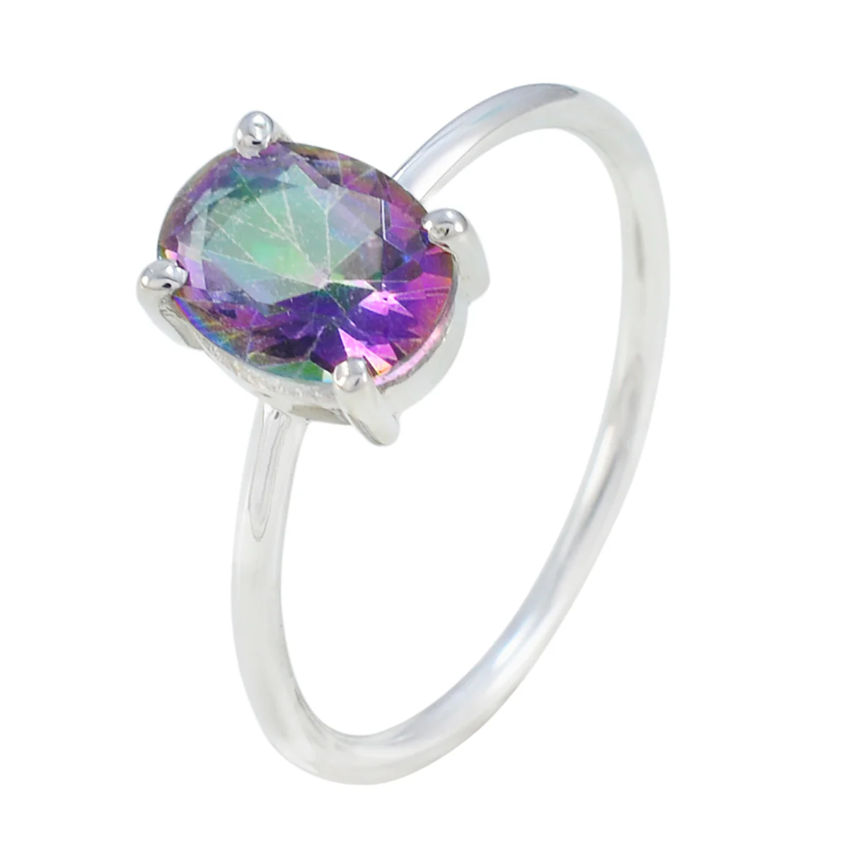 Mystic Quartz Solitaire Turkish 92.5 Silver multicolor Gems Elegant Luxurious Ring Jewelry - Image 2