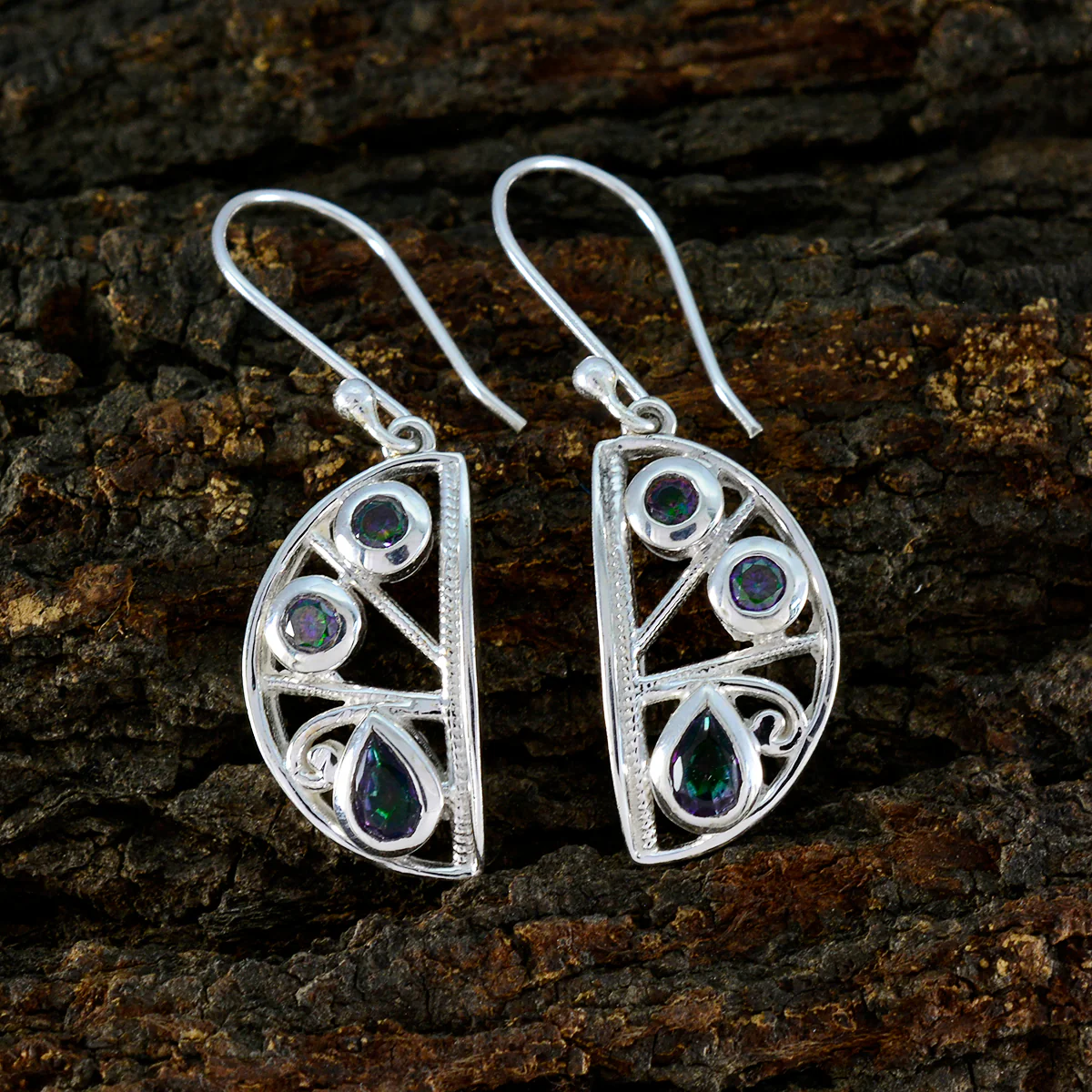 Mystic Quartz Spanish Emi Trilogy Dangle multicolor Sterling Silver Earring - Image 3