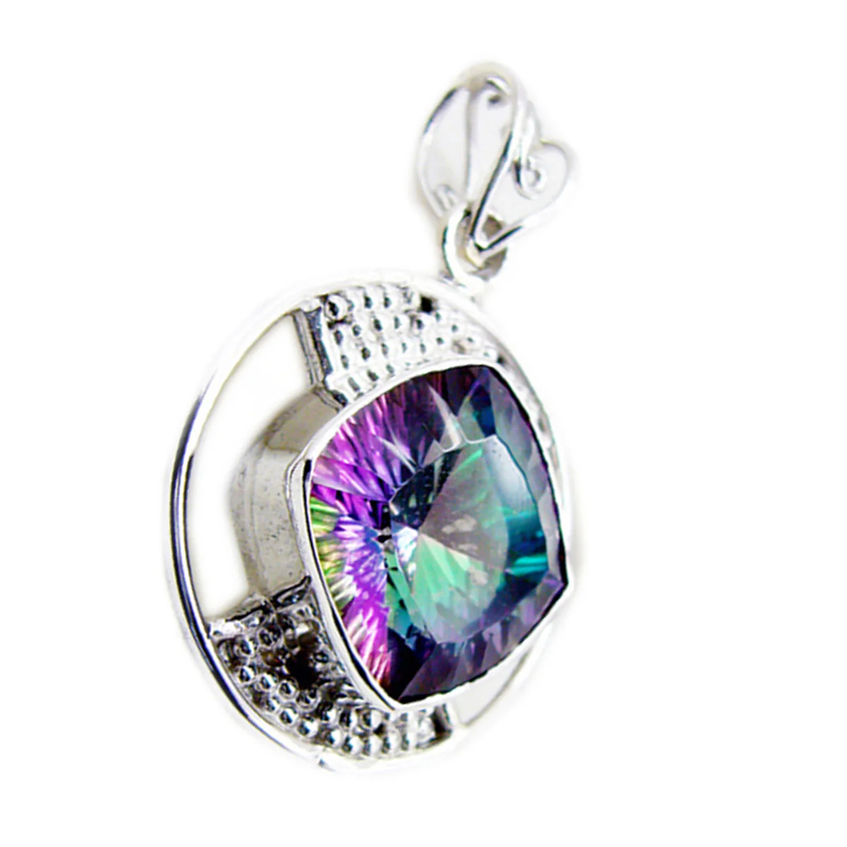 Mystic Quartz Statement American 925 Silver Solitaire Carla Rope-Wire multicolor Pendant Jewelry - Image 3