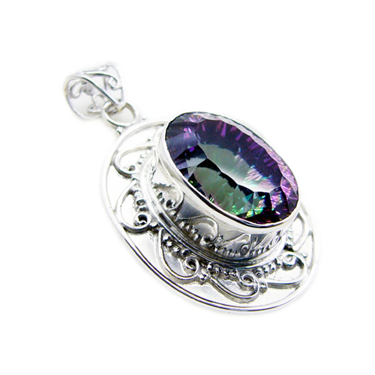 Mystic Quartz Statement American Silver Solitaire Addison Rope-Wire multicolor Pendant Jewelry - Image 2